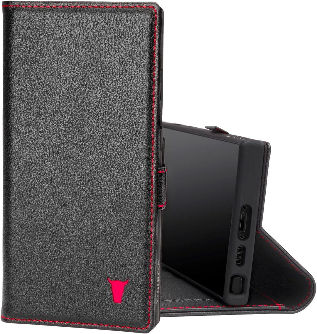 TORRO Hülle kompatibel mit Samsung Galaxy S23 Ultra 5G – Premium Leder Hülle mit Standfunktion und K