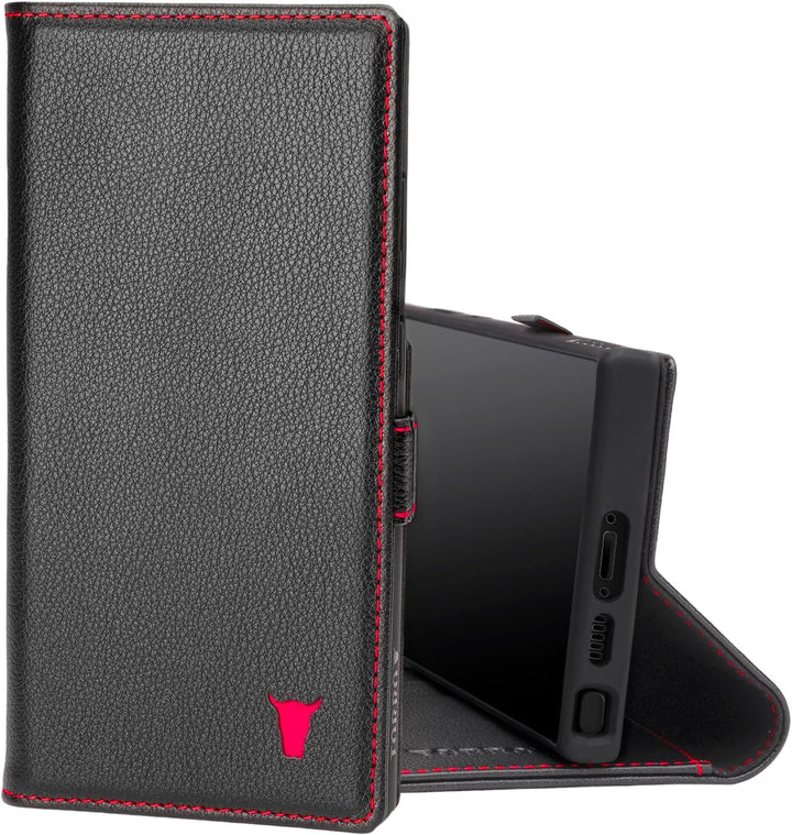 TORRO Hülle kompatibel mit Samsung Galaxy S23 Ultra 5G – Premium Leder Hülle mit Standfunktion und K