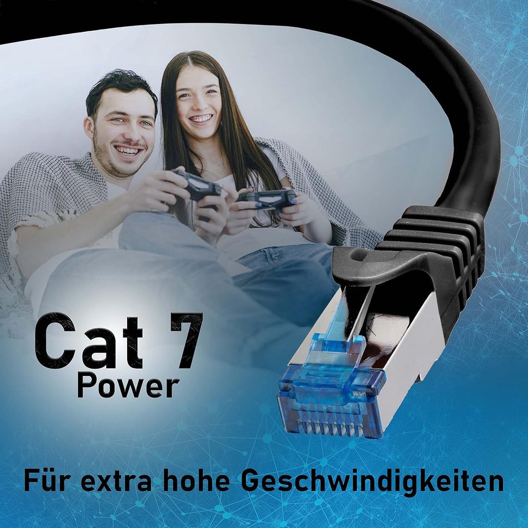 BIGtec - 5 Stück - 3m CAT.7 Gigabit Patchkabel Netzwerkkabel schwarz Kupferkabel Patch Ethernt LAN D