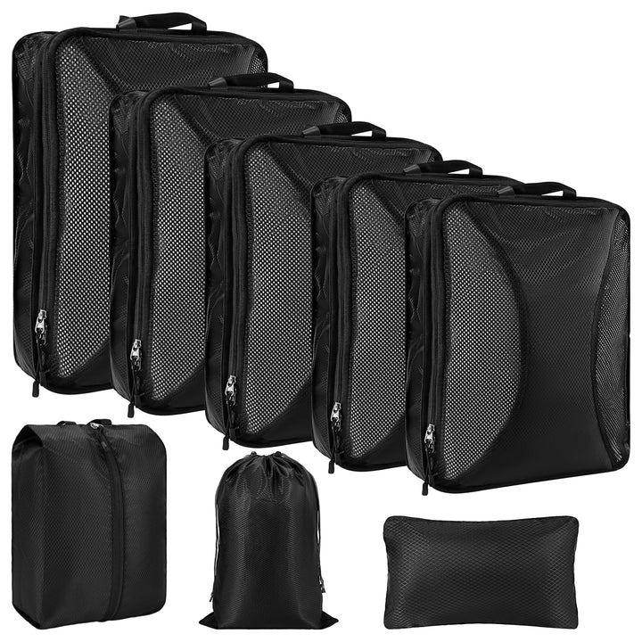 Koffer Organizer Set Kompression 8-teilig – Platzsparende Packwürfel mit Doppelreissverschluss – Was