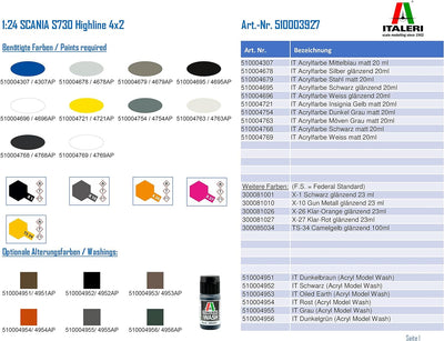 Italeri 3927 1:24 Scania S730 Highline 4x2-Modellbau, Bausatz, Standmodellbau, Basteln, Hobby, Klebe