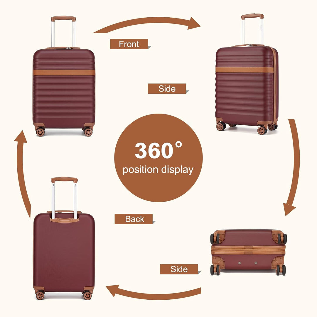 KONO Handgepäck Koffer Trolley Koffer Reisekoffer leicht aus ABS+PC mit 4 Rollen Hartschalenkoffer T
