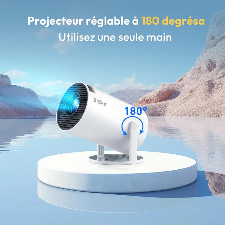 Mini Beamer [2026 Upgraded & Android 11.0] Native 720P HD, unterstützt 4K 1080P, Xgody Gimbal 3 New