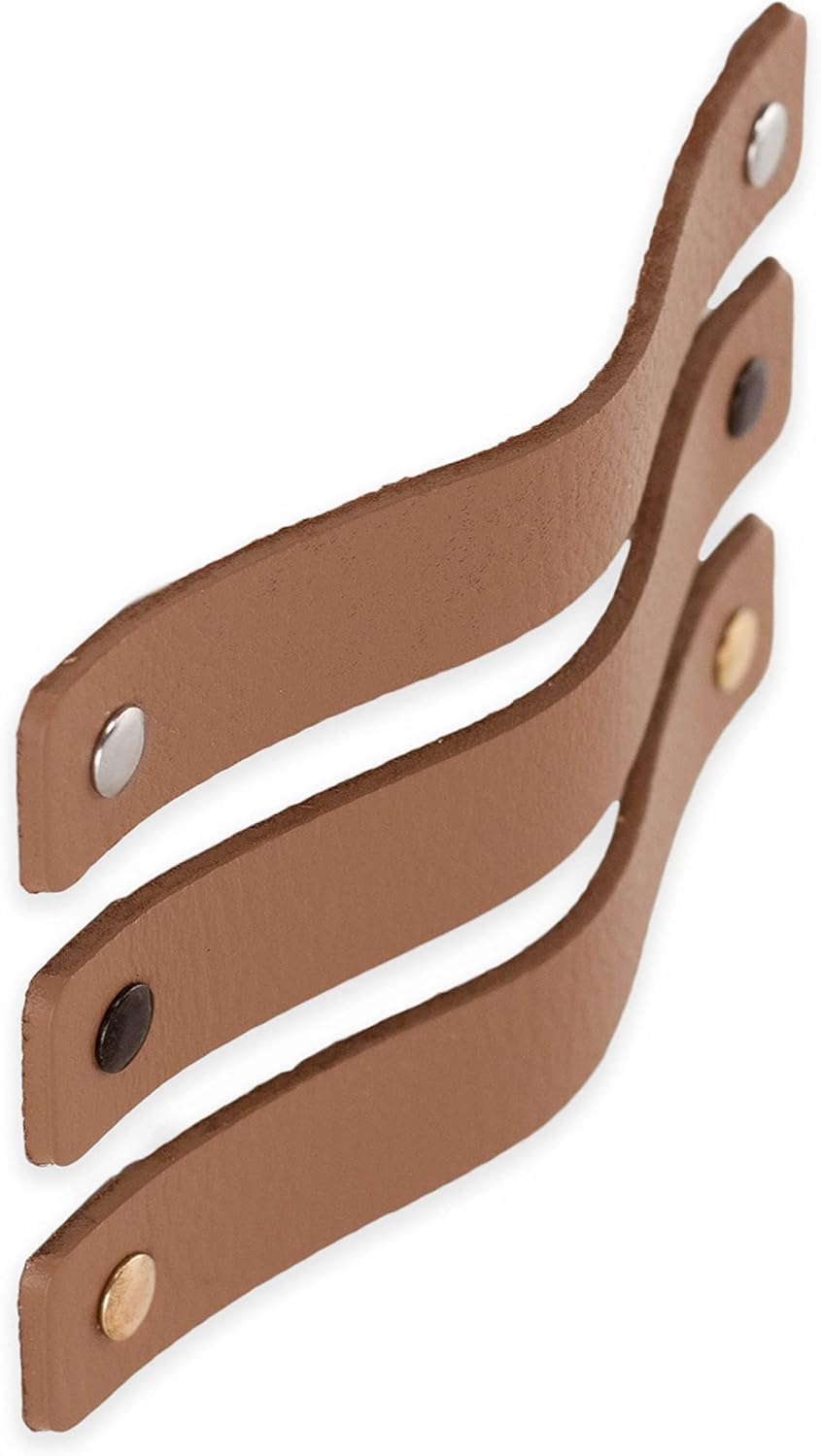 Brute Strength - Ledergriffe für Möbel - Taupe - 12 Stück - 16,5 x 2,5 cm - Schrankgriff, Türgriff f