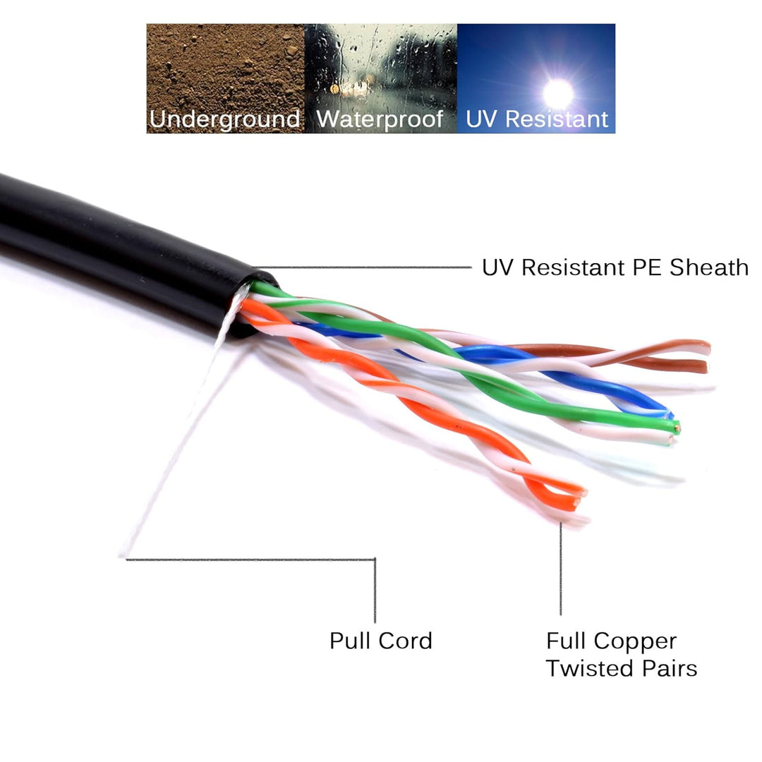 Aussen CAT5e Aussen Verwendung Kupfer Ethernet Netzwerk Kabel Kabelrolle UTP 50 m Schwarz [50 Meter/