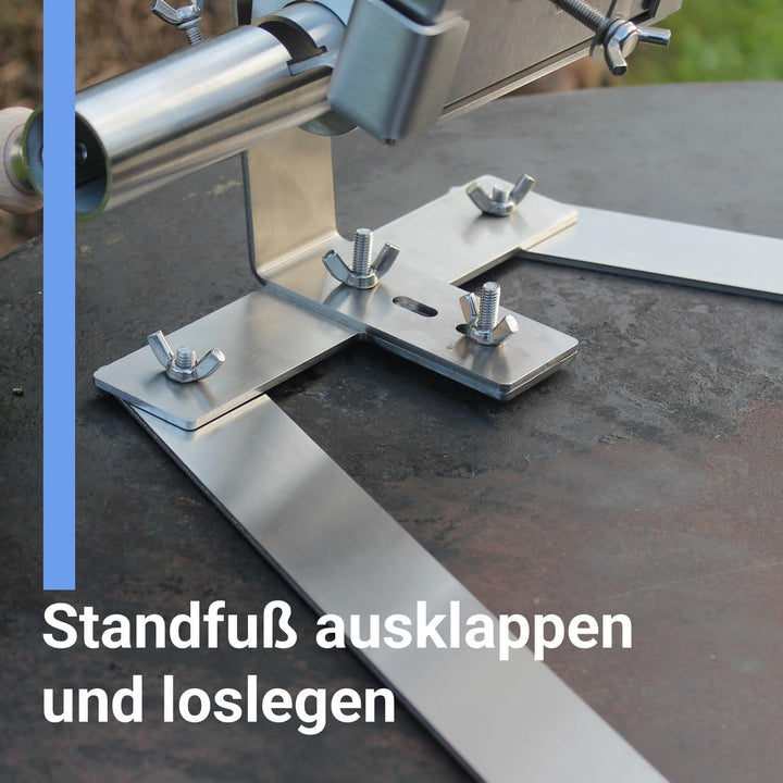 Flammlachsbrett Edelstahl Flameboard 600x180 mm, Standfuss, seitliche Anbringung, für jede Grillplat
