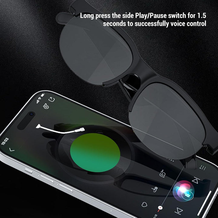 Smart Bluetooth Sunglasses, Wireless Sound Sunglasses, Built in Mic Music Sunglasses, 140 Languages