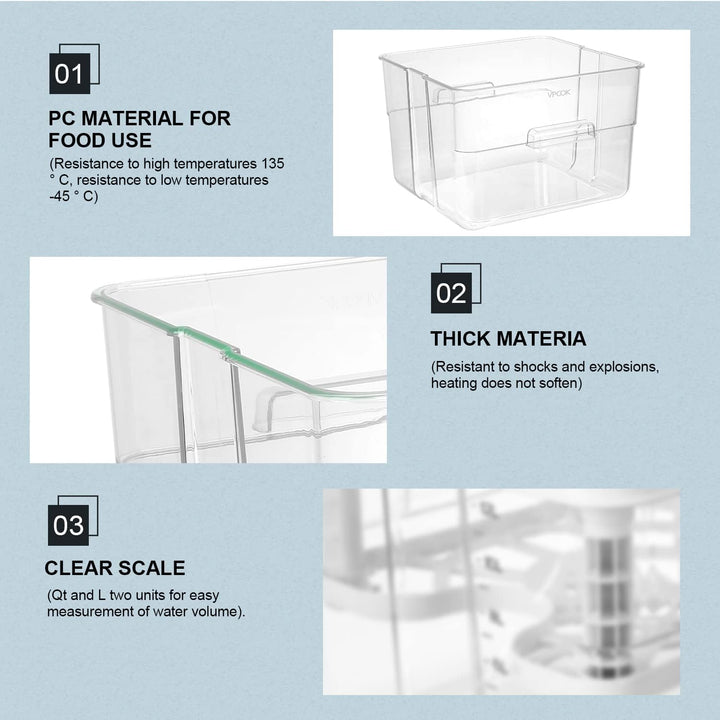 Sous Vide Behälter 7 in 1 Set 12L mit Deckel und Rack, für Garer Stick Professional, Mehrere Marken