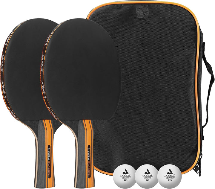 JOOLA Tischtennis Set Classic 2 Tischtennisschläger + 3 Tischtennisbälle + Tischtennishülle, schwarz