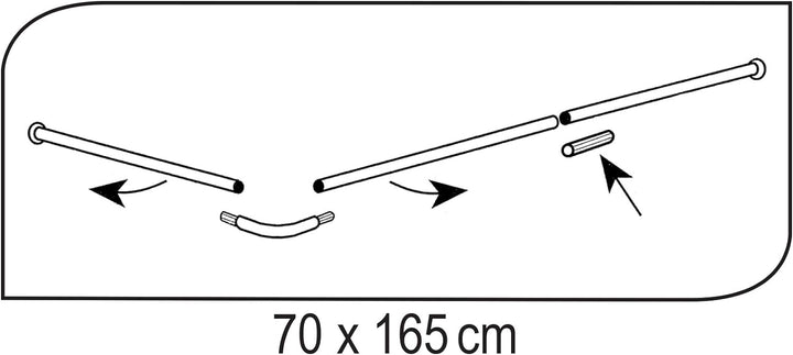 RIDDER 159501 Winkelstange, Universalwinkelstange, Duschvorhangstange, Ø 20 mm, Aluminium, weiss Ø 2