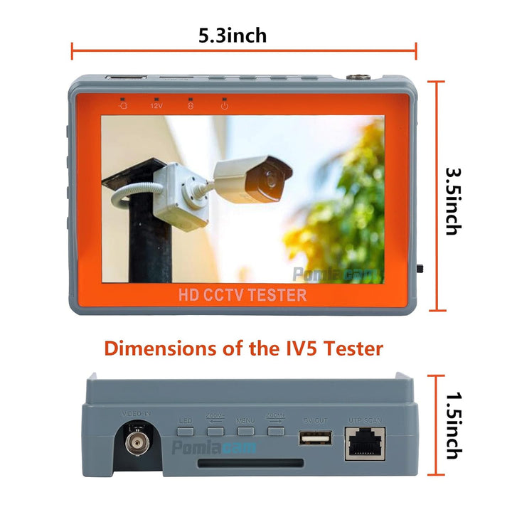POMIACAM 4 in 1 CCTV Tester Support 720P/1080P/3mp/4mp/5mp/8MP AHD, TVI, CVI & CVBS Analog Camera, S