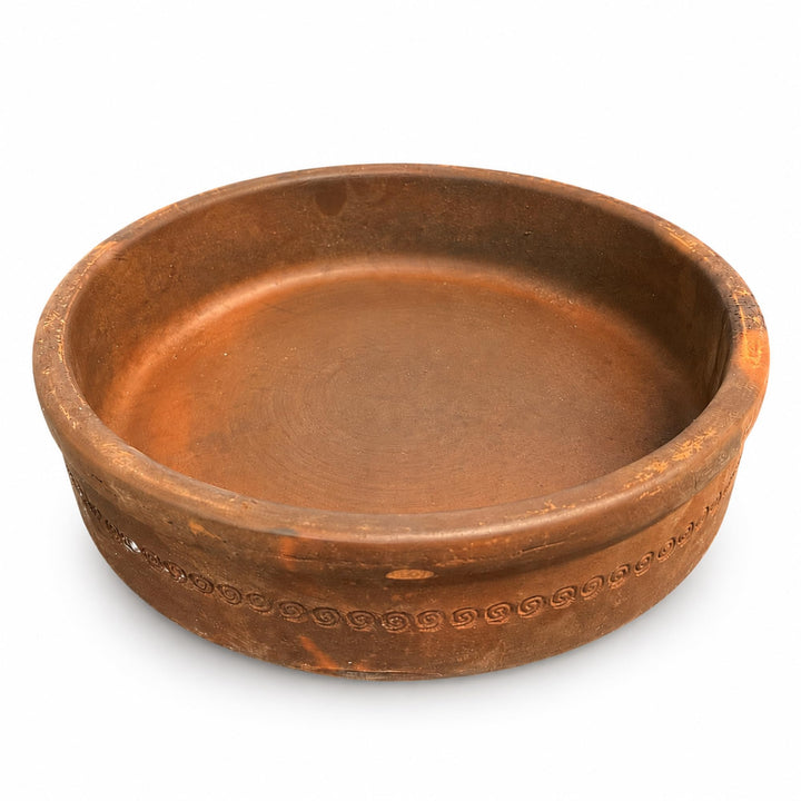 Terrakotta Güveç Tava Ø 30 cm – Handgefertigte Auflaufform aus Naturton für Ofen, Güveç, Schmorgeric