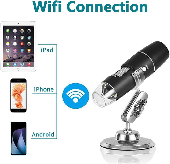 WiFi mikroskop,XVZ 50X bis 1000x Digital Mikroskoplupe, Mini-Taschen-Handmikroskopkamera mit Lichtko
