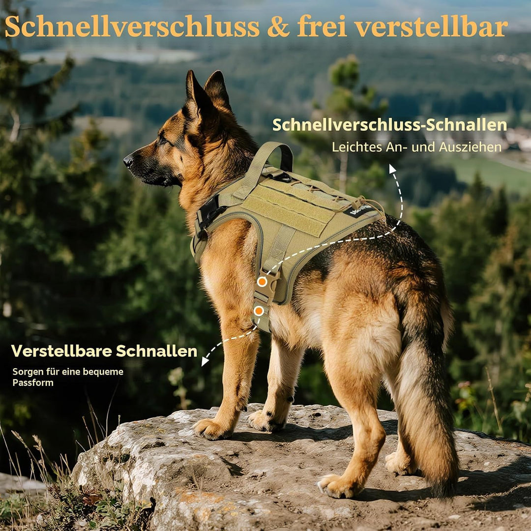 Taktisch Hundegeschirr, Einfach Kontrolle &amp; Anti Zug Hundegeschirr mit Molle Panel und Reflektierend