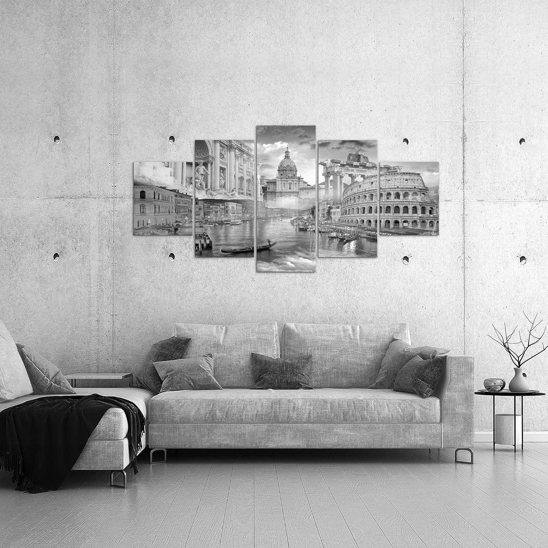 Runa Art - Bilder Italien 200 x 100 cm 5 Teilig XXL Wanddekoration Design Grau 024451c 200 x 100 cm