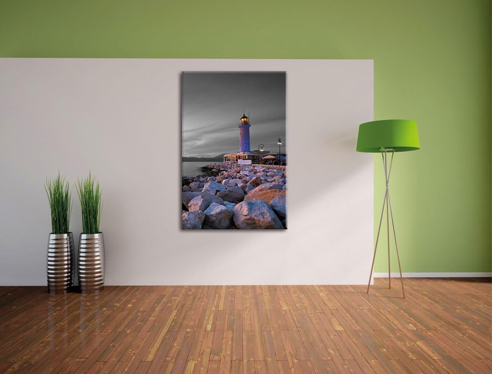 Pixxprint Romantischer Leuchtturm bei Ebbe als Leinwandbild/Grösse: 100x70 cm/Wandbild/Kunstdruck/fe