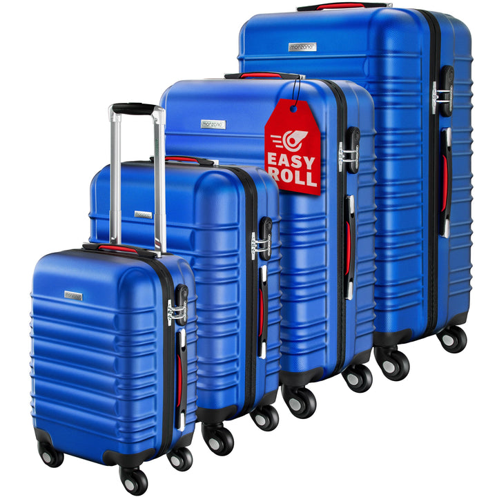 Monzana® Kofferset Baseline Hartschalen Koffer S-M-L-XL Gel-Griffe 4 Rollen ABS Hardcase Schloss Füs