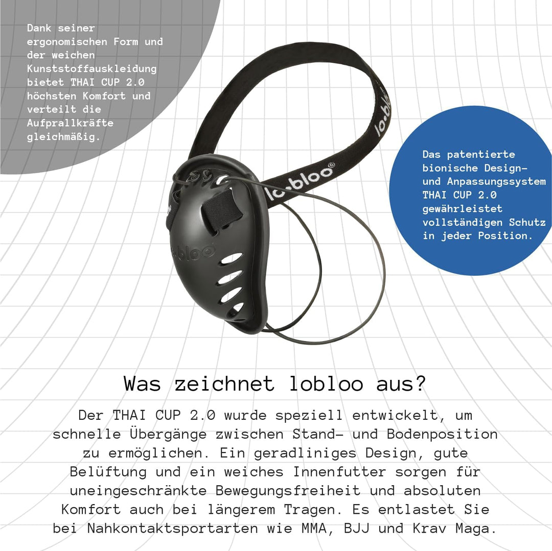 lobloo Thai Cup 2.0 Patentierter Tiefschutz Suspensorium Jockstrap Groin Guard für Kampfsport mit en