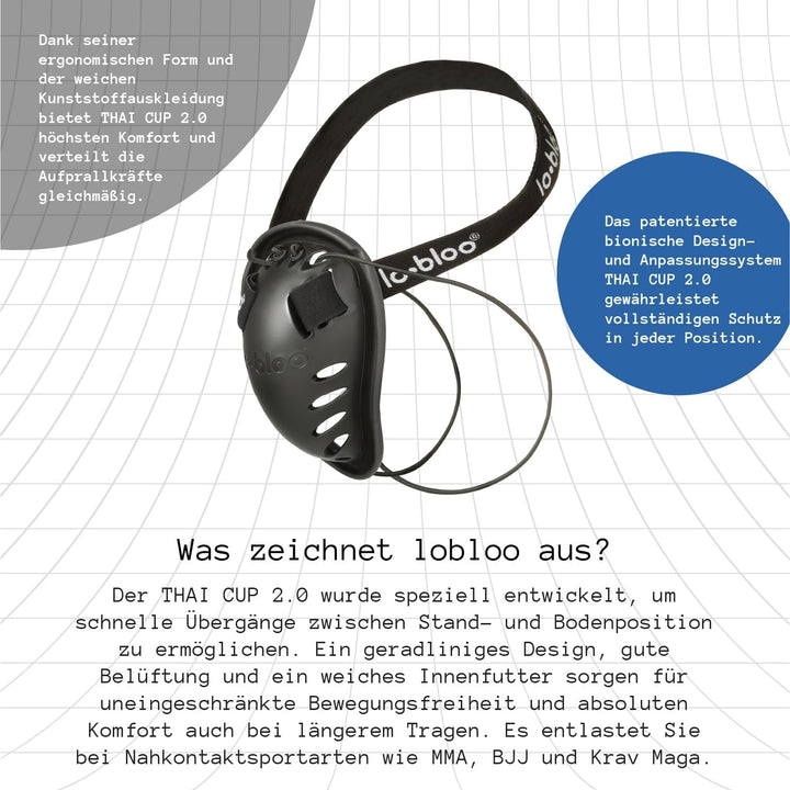 lobloo Thai Cup 2.0 Patentierter Tiefschutz Suspensorium Jockstrap Groin Guard für Kampfsport mit en