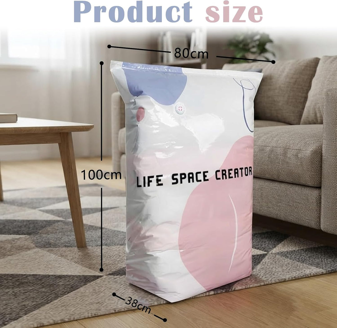 4 Stück No-Pump Large Vacuum Storage Compression Bags,3D-Vakuum-Aufbewahrungsbeutel Ohne Pumpe, Wied