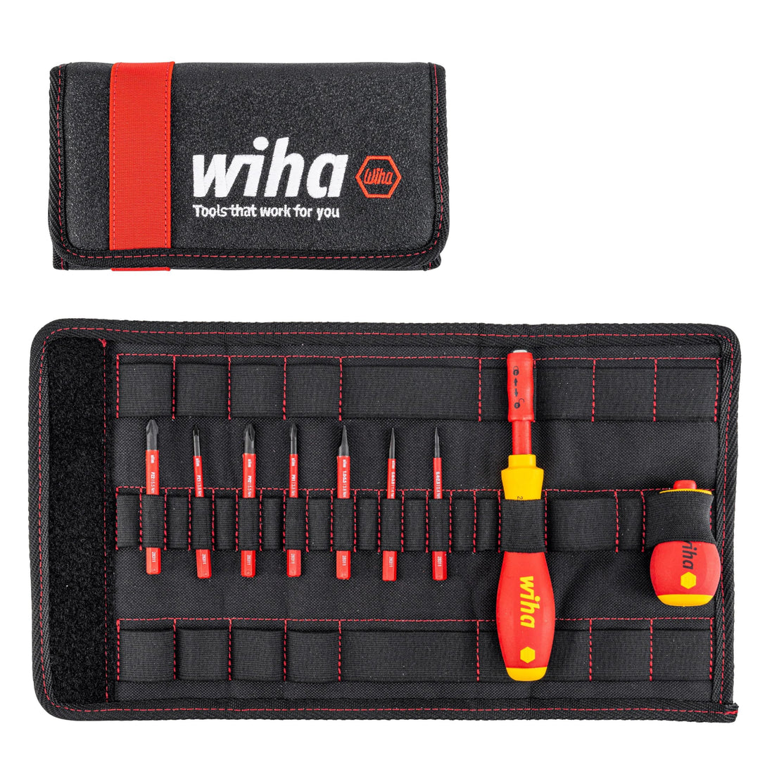 Wiha Schraubendreher und Bit Set slimVario (41232) 10 tlg. in Falttasche | VDE Elektriker | inklusiv