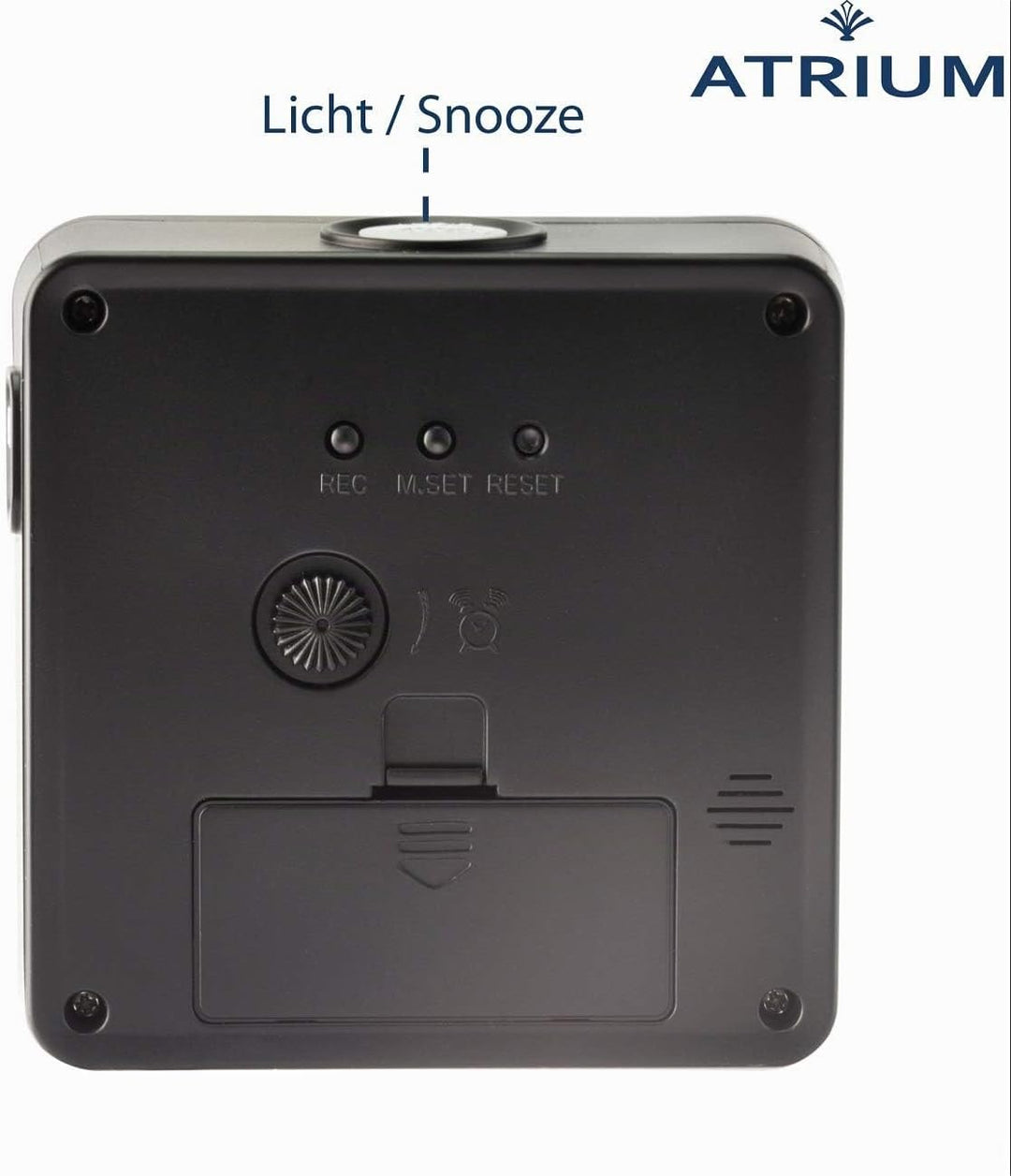 Atrium Funkwecker Analog Quarz ohne Ticken mit Licht und Snooze Leuchtzeiger schwarz A660-7