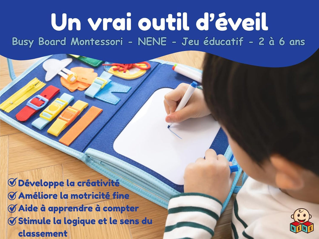 Nene Busy Board Montessori Lernspielzeug für Jungen und Mädchen, sensorisches Aktivitätsbrett ohne B