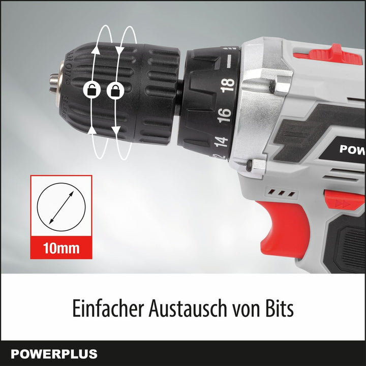 POWER plus Akkuschrauber & Akkubohrer POWC1071 - Akku Schraubendreher & Bohrer 20 V, Beinhaltet 1 x