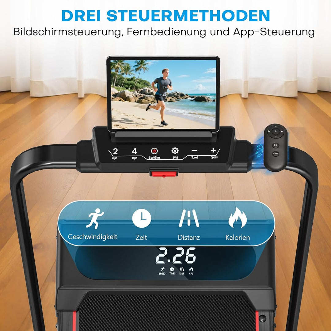 Laufband für Zuhause, VANNECT Walking Pad, 1-12 km/h Klappbares Laufband mit 9% Steigung, Ultra-Leis