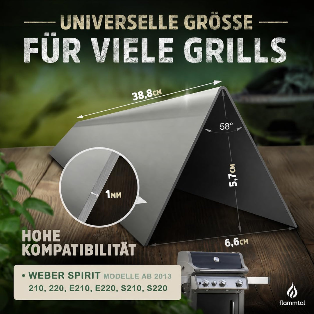 flammtal Aromaschienen FLAVE [3 Stück] - Für Weber Spirit 310/320/330 - Hochwertige Flavorizer Bars