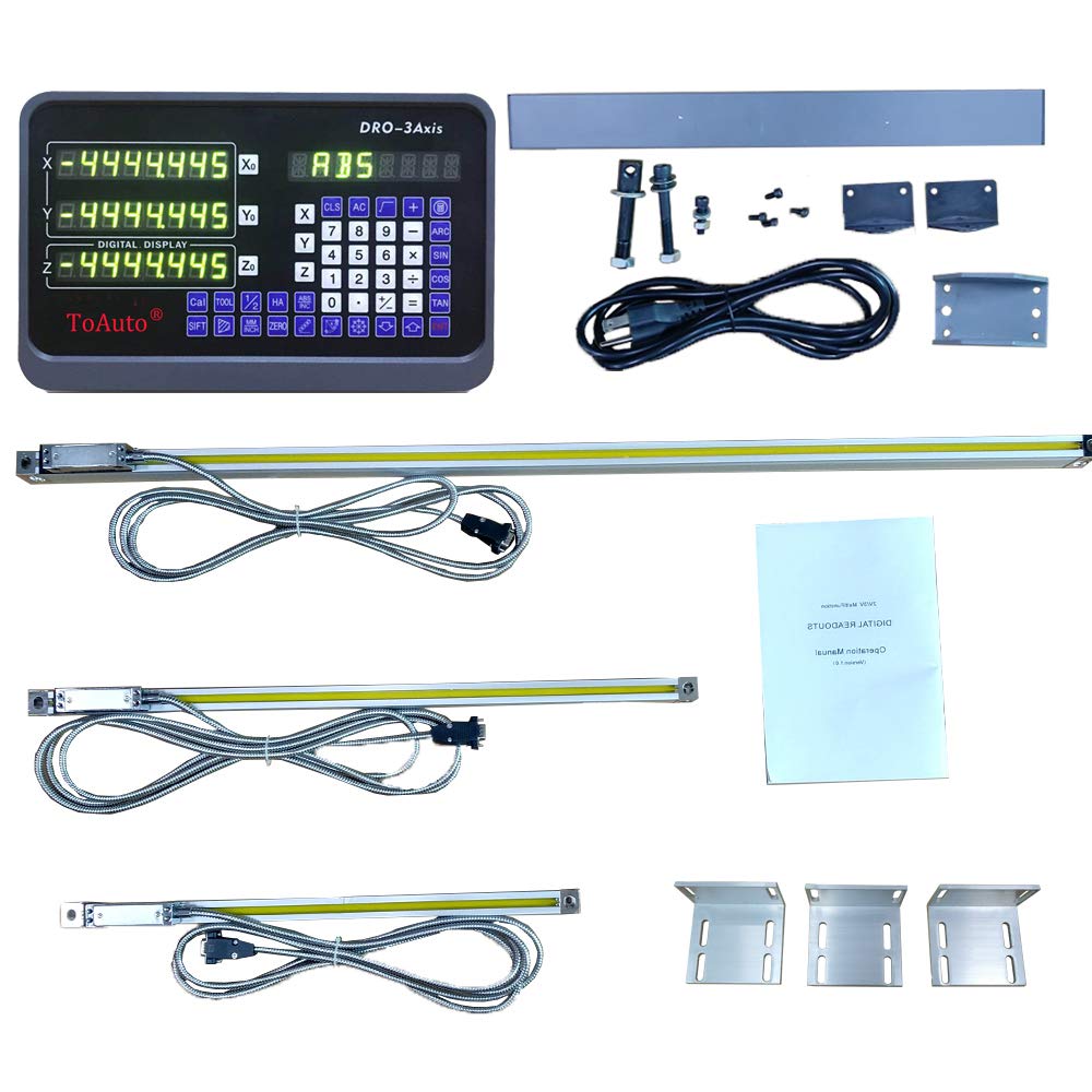 3 Achsen Digitalanzeige kit ToAuTo Digital Anzeige mit 3 Axis Linear Massstab für Mühle, Bohrmaschin