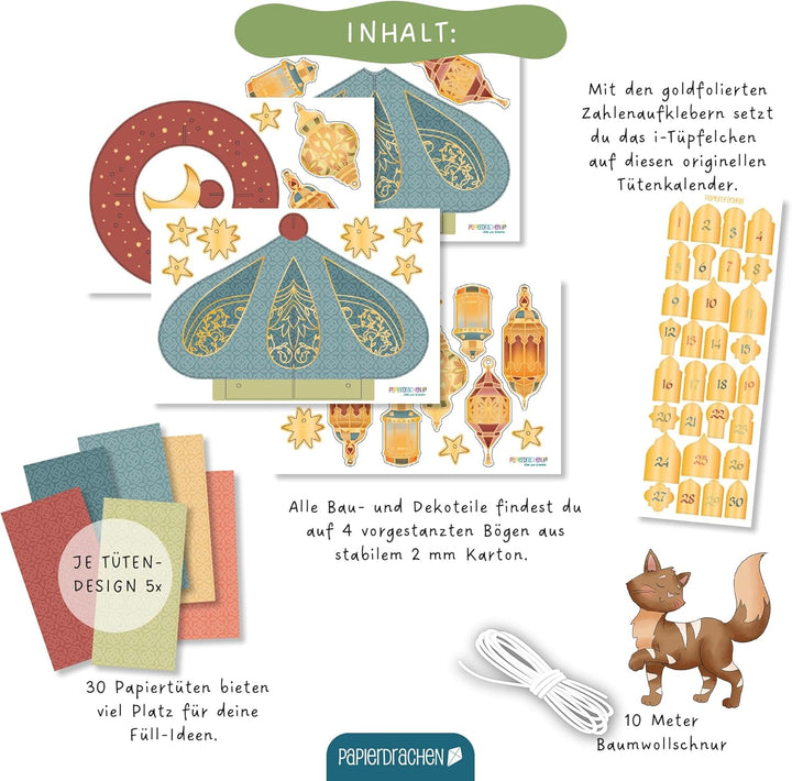 Papierdrachen Mobile Kalender zum Ramadan - Moschee - zum selbst Basteln - Geschenk - Dekoration - L