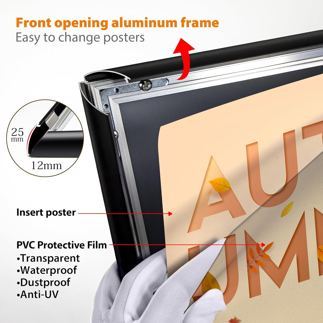 VAIIGO Verstellbarer Schilderständer, A3, Aluminium, für Poster, Menüs, Werbung, Verkauf, Notizständ