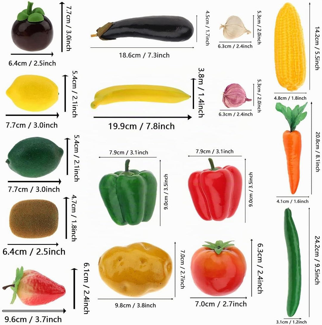Meiwlong 16 PCS Gefälscht Realistisch Kunststoff Gemüse Künstliche Lebensecht Früchte Modell Dekorat