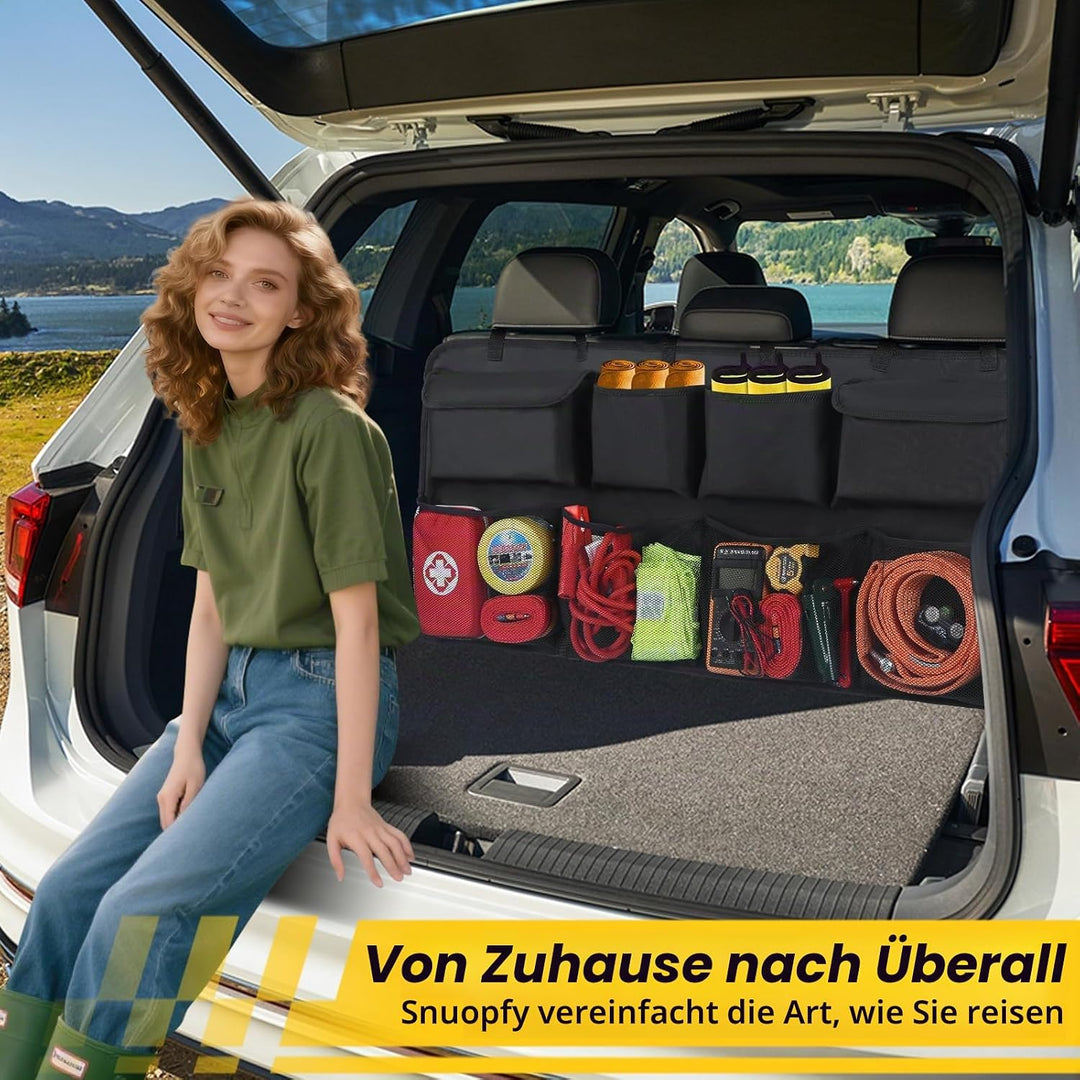 Auto-Organizer für Kofferraum, zum Aufhängen am Rücksitz, mit 8 grossen Aufbewahrungstaschen, Koffer