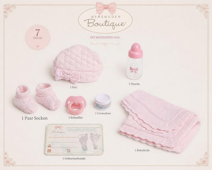 jc toys Berenguer Realistische Babypuppe Strickkleid und Decke; ca. 38,1 cm (15 Zoll) Rosa, Rosa