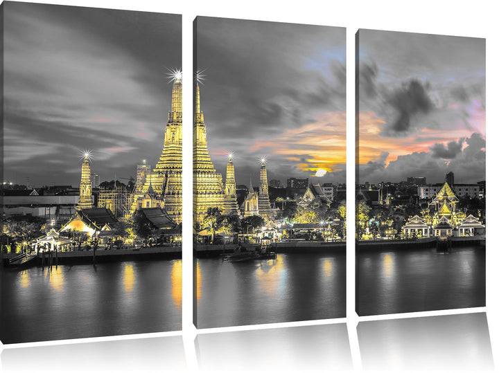 Pixxprint Tempel Bangkok Thailand als Leinwandbild/Grösse: 3 Teilig (120x80) cm/Wandbild/Kunstdruck/
