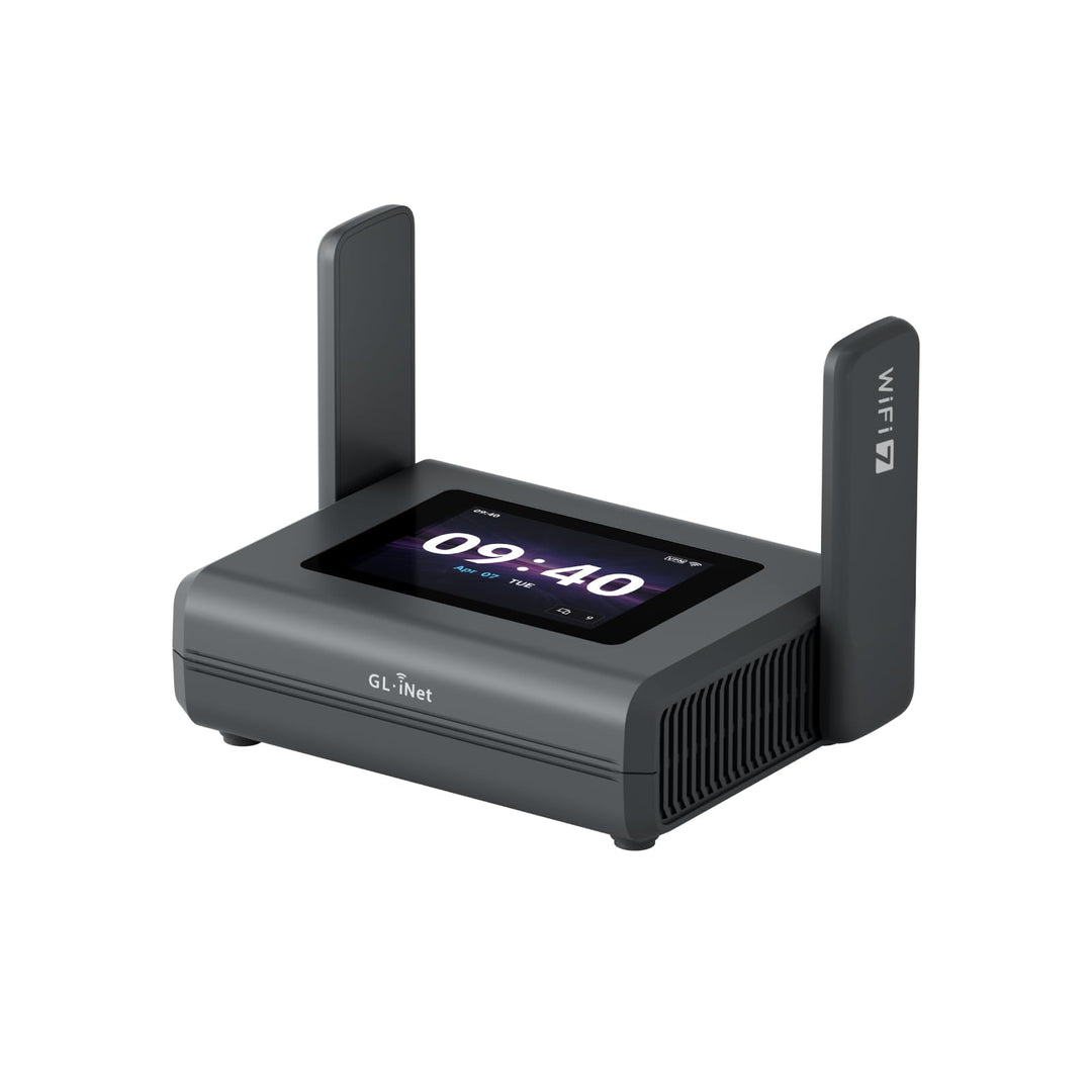 GL.iNet Slate 7 Pro (GL-BE10000) – Wi-Fi 7 Reise-Router: 6 GHz (5,7 Gbit/s), 2,8" Touch, WireGuard (