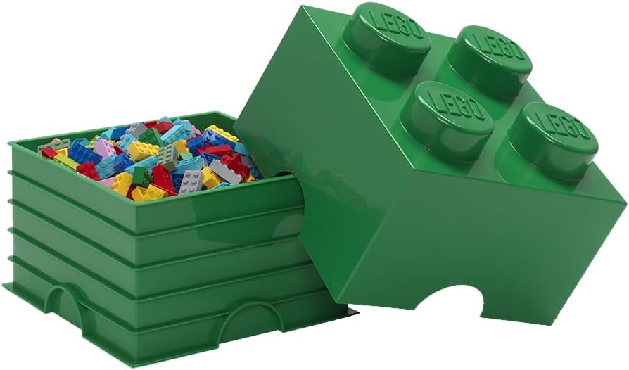 LEGO Aufbewahrungsstein, 4 Noppen, Stapelbare Aufbewahrungsbox, 5,7 l, grün Dark Green, Dark Green