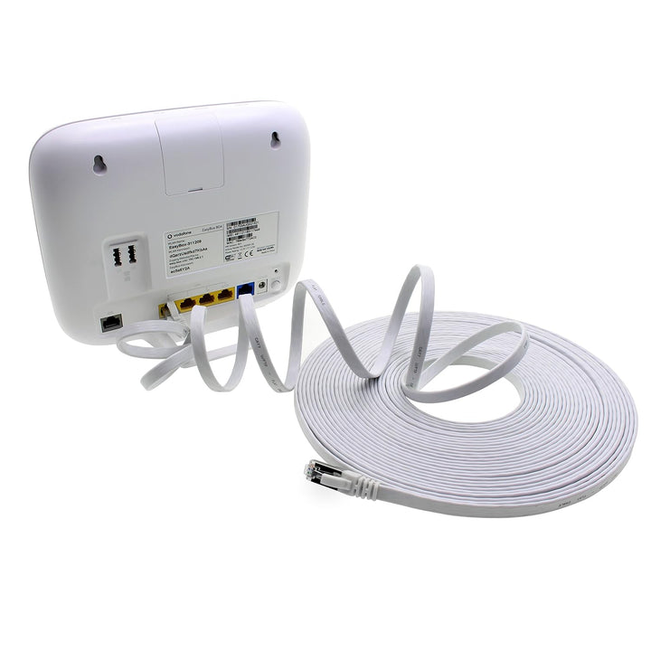 5m - weiss - 10 Stück Cat7 Flachkabel Netzwerkkabel Cat 7 Rohkabel Gigabit Lan (10Gbit/s) Flachbandk