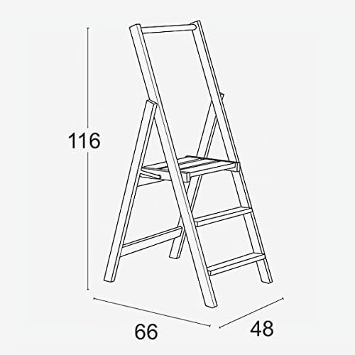 Arredamenti Italia 3-Stufen Leiter Kimora, Holz - zusammenklappbar - 3 Stufen -Farbe: Kirsche Holz A