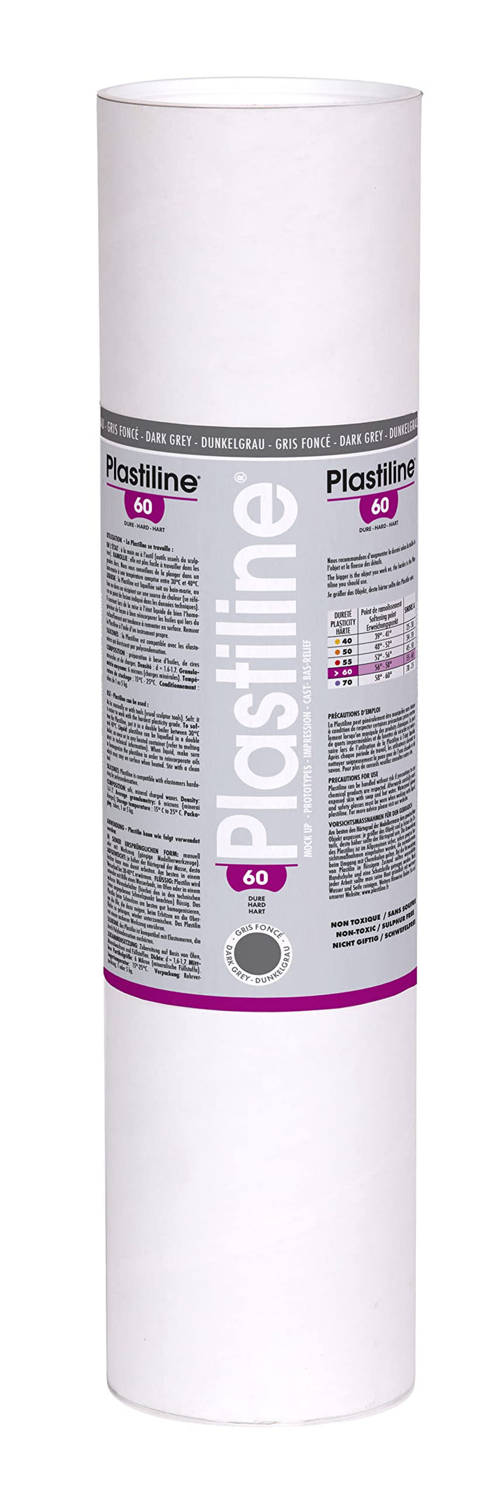 Herbin 5760T - Plastilin für den Modellbau, 5 kg, zum modelieren, HG60, hart, 1 Dose, Grau Dunkelgra