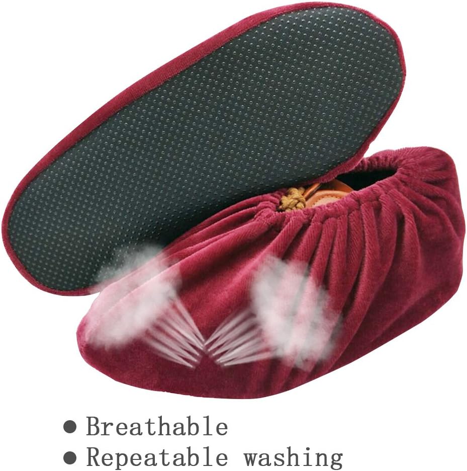 5 Paare Schuhüberzieher Anti-Rutsch Sohle 5 Farbige Flanell Schuh Bedeckung Staubfrei Überschuhe für