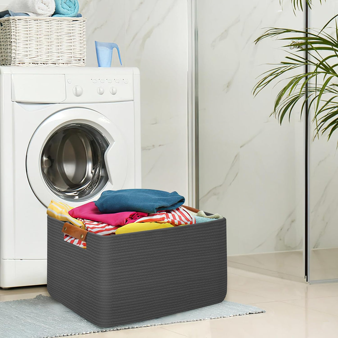 Goodheim Grosser faltbarer Wäschekorb, Wäschekorb für Decke, Spielzeug, Handtücher, gewebte Körbe zu