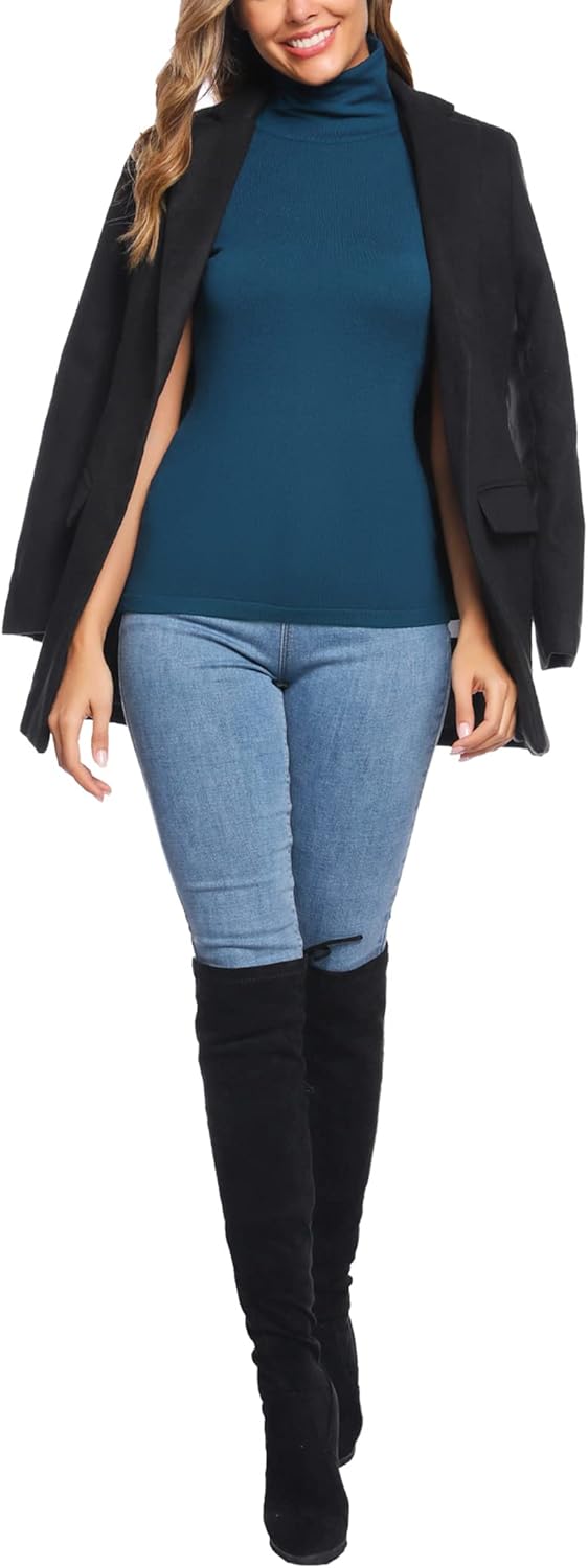 Totatuit T-Shirt Damen Rollkragen Tops Kurzarm Rollkragenshirt Casual Shirt mit Stehkragen für Frühl