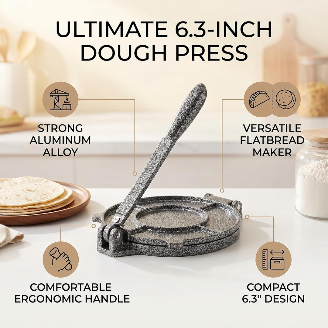 Tortilla- und Roti-Maker, Tortilla-Presse, Mehlteig, Tortilla-Taco-Presse, Roti-Maker aus Aluminiuml