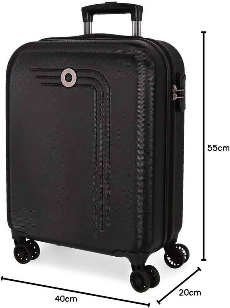 Movom Riga Kabinenkoffer Schwarz 40x55x20 cms Hartschalen ABS Kombinationsschloss 37L 2,8Kgs 4 Doppe