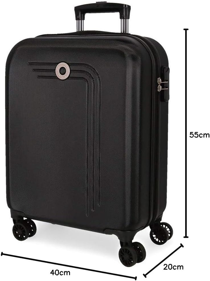 Movom Riga Kabinenkoffer Schwarz 40x55x20 cms Hartschalen ABS Kombinationsschloss 37L 2,8Kgs 4 Doppe