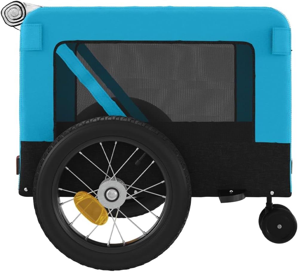 Fahrradanhänger für Haustiere, aus Oxford-Gewebe, Eisen, Blau und Schwarz vidaXL