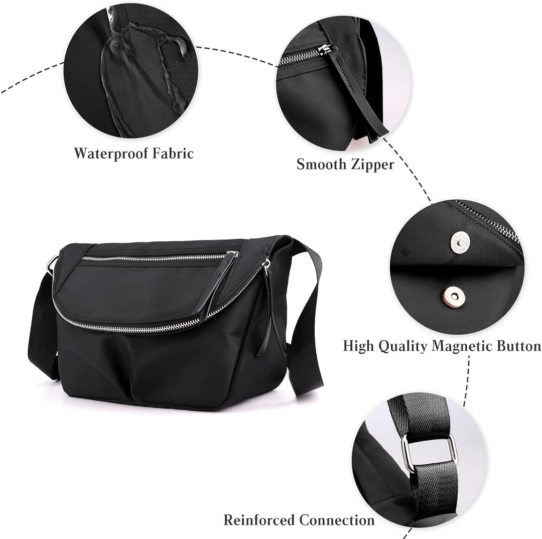 PORRASSO Damen Schultertasche Casual Umhängetasche Nylon Multi Tasche Handtasche Frauen Crossbody Ba